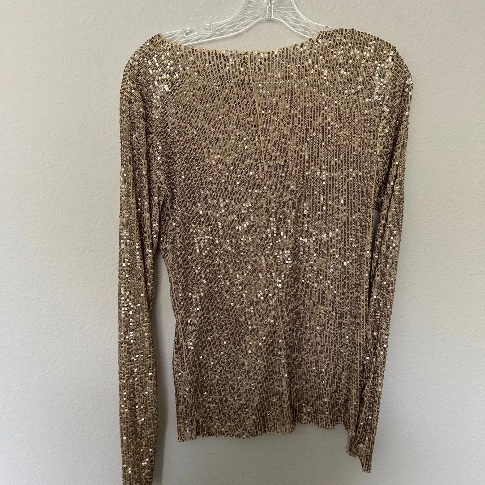 Free People‎ Gold Sequin Top Women's Size Small Going out Party Event Club Rave - Picture 4 of 6